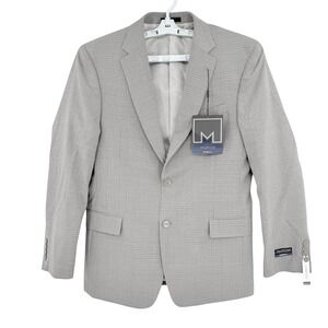 Michael Strahan Mens Tan Gray Plaid Wool Blend Blazer Sport Coat Sz 40R NWT $270